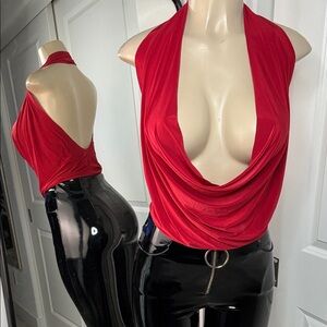 Elegant Red Halter Top